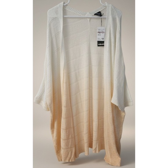 Wallpapher Sweaters - NWT Wallpapher Womens 3X Ivory Peach‎ Open Front Duster Cardigan Sweater
